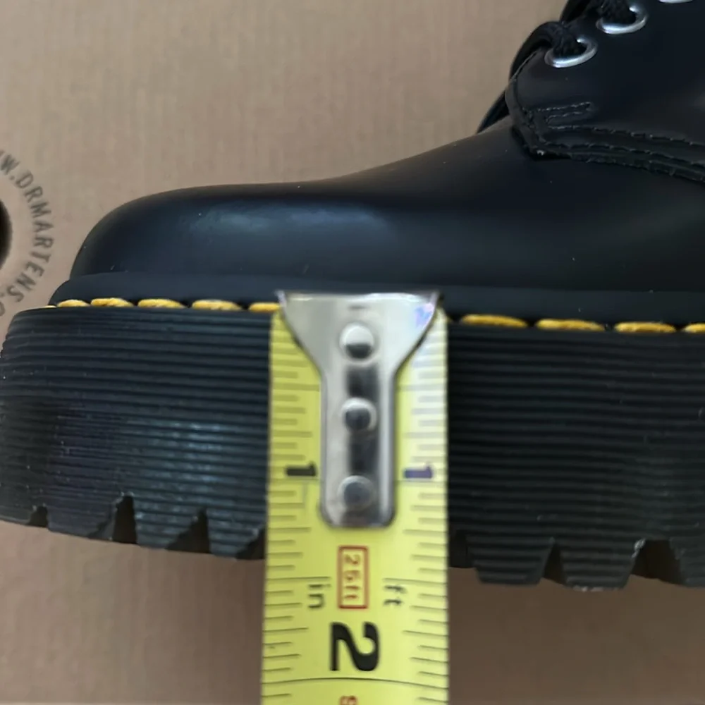 Dr. Martens • 1461 quad black polished smooth leather platform shoes